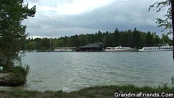 [Step Grandma, Reality, Grandma Friends] Flabby Granny Gets Double Dicked Near The Lake